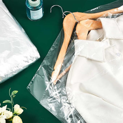 80 Pieces 72 Inch Clear Plastic Garment Bags for Hanging Clothes Dry Cleaner Bags Bulk for Long Dress Dry Cleaning Bags Dust Clothing Cover for Travel Launderette Alterations Shop Gowns