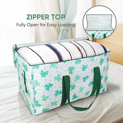 BALEINE 2-Pack Oversized Moving Bags with Reinforced Handles, Heavy-Duty Storage Tote for Clothes, Moving Supplies (Clover, 2-Pack)