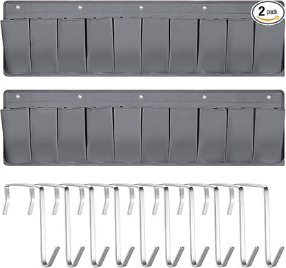 Berlune 2 Pcs RV Shoe Storage Pockets Bed 44.1 Inches Hanging RV Organizer with 10 Sturdy Hooks for Shoes Toys Tools Accessories(Gray)