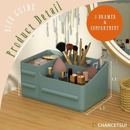 CHANCETSUI Makeup Organizer With Drawer For Vanity: Cosmetics Organizers Storage - Holder For Lipstick Nail Polish Eyeshadow Brush