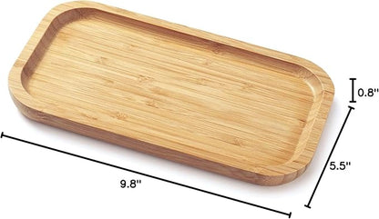 Bamboo Vanity Tray, Bathroom Counter Tray, Toilet Tank Top Tray for Organizing and Decor Display, 9.8 x 5.5 x 0.8 inch