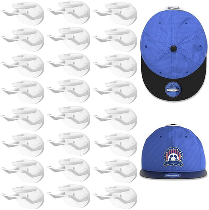 FAYYGYH 24 Pack Adhesive Hat Hooks for Wall, Strong Hat Rack for Baseball Caps, Minimalist Hat Rack Display for Home Decor, No Drilling, Hat Hold Hanger for Wall, Door, Closet (White)
