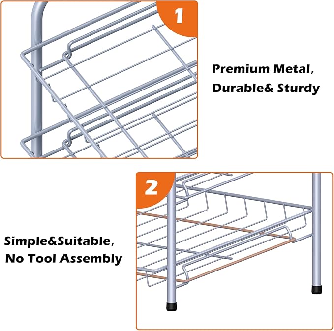 MOOACE Can Rack Organizer, 2 in 1 Can Storage Dispenser Holds up to 72 Cans, Can Organizer for Pantry Kitchen Cabinet, Silver