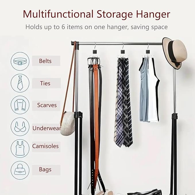 SODOI 4 Pack Multi-Functional Rotating Hook and Clothing Rack Saves Space in Your Closet, Suitable for Hats, Belts, Bags, Ties, and Vests