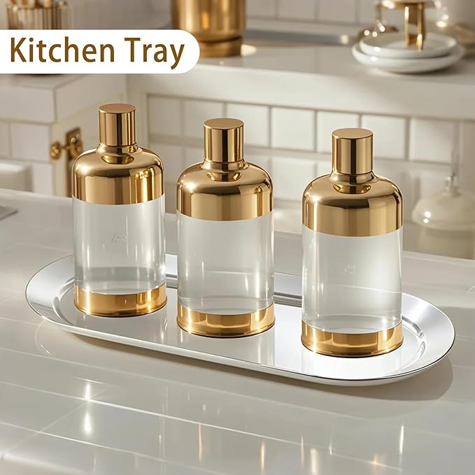 Silver Tray, Vanity Trays for Bathroom and Dresser Counter, 10", 2 Pack