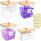 4 Pack Laundry Pods Container and Dryer Sheet Holder with Bamboo Lids, Laundry Room Organization Set with Labels and Scoops for Detergent Powder, Scent Booster Beads, 2600 +2000ml/0.53+0.7gal