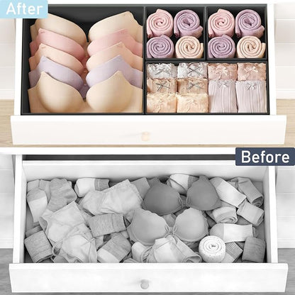 DIMJ Drawer Organizer Clothes 28 Pack - Foldable Baby Organizers and Storage & Closet Organizers for Bedroom, Closet - Nursery Organization Dresser Dividers for underwear, Sock,Bra, Belt, Tie,Black