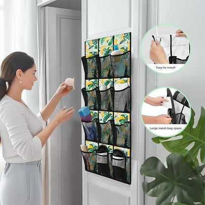 Banana Hanging Shoe Organizer,Shoe Organizer Door Hanger with 12 Mesh Large Pockets,Behind Door Shoes Hang Holder Rack