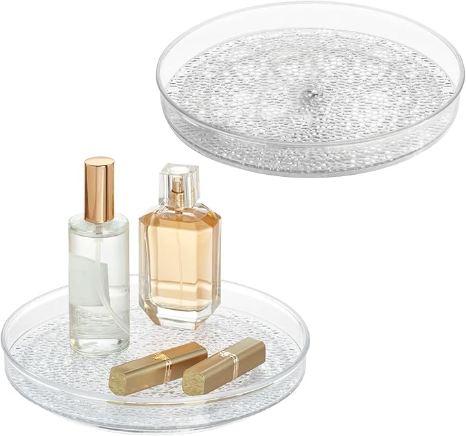 iDesign 9-Inch Plastic Lazy Susan Organizer for Bathroom Storage and Organization - Set of 2 - Clear