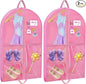 2 Pack Hanging Dance Garment Bag, 40 Inch Waterproof Costumes Bag for Travel, Pink Clothes Bag with 5 Pockets for Dance, Sports, Skating, Beauty Pageants, Theatre