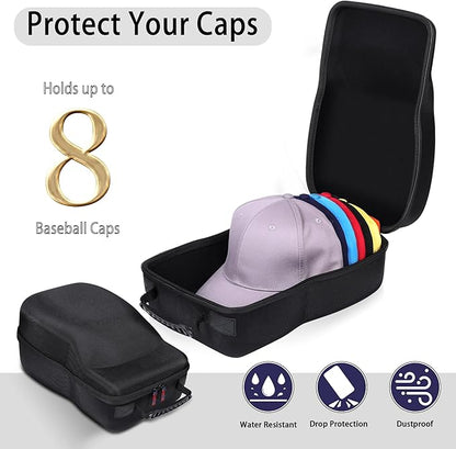khanka Hard Storage Carrying Case Compatible with Baseball Caps This Organizer Holder Protects up to 8 Hats (Black)