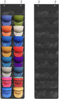 Lifewit Over The Door Hat Organizer for Baseball Caps, 18 Clear Deep Pockets Hat Rack Stand with 2 Hooks, Hanging Hat Storage, Cap Holder Hat Hanger for Protection and Display, 1 Pack