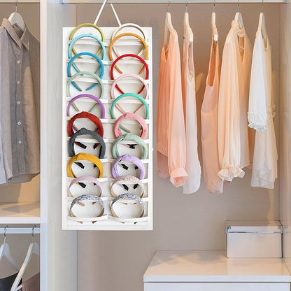 SMUK Hanging Headband Holder Organizer for Girls, Wall-mount Headband Storage Display for Women, Head Band Hair Accessories Organizer On Wall, Door, Wardrobe