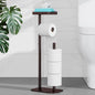 Kitsure Toilet Paper Holder Free Standing – Rustproof Metal Toilet Paper Stand for 4 Rolls with Anti-Slip Base and Shelf for Phone & Small Items, Bathroom Organizers and Storage, Medium, Brown