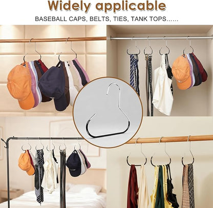 Hat Organizer Belt Hanger for Closet 8Pcs Black Baseball Caps Organizer for Closet Hat Racks for Belt Ties Tank Tops
