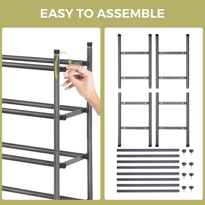Shoe Rack, Expandable Shoe Storage Organizer for Closet, 4 Tier Metal Shoe Rack for Entryway, Adjustable Small Shoe Shelf for Front Door Entrance, Small Space, Garage