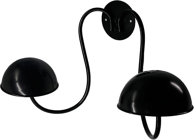 Owlgift Modern Metal Wall Mounted Entryway Retail Hat Rack/Wig Display Stand w/ 2 Circular Hat Hooks, Black