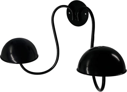 Owlgift Modern Metal Wall Mounted Entryway Retail Hat Rack/Wig Display Stand w/ 2 Circular Hat Hooks, Black