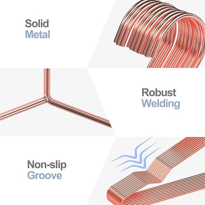 30 Pack Rose Gold Metal Hangers with Notches for Standard Suits Hangers for Shirts, Coats, Pants, Heavy-Duty & Space-Saving