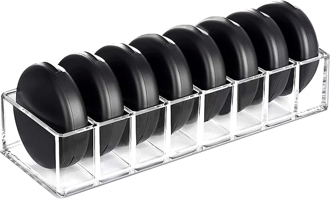 HBlife Clear Acrylic Makeup Compact Organizer, 8 Spaces Vanity Organizer Stand Eyeshadow Pallet Storage for Lipstick Bronzer Powder Highlighter, Skincare Cosmetic Display Cases for Bathroom