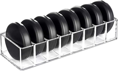 HBlife Clear Acrylic Makeup Compact Organizer, 8 Spaces Vanity Organizer Stand Eyeshadow Pallet Storage for Lipstick Bronzer Powder Highlighter, Skincare Cosmetic Display Cases for Bathroom