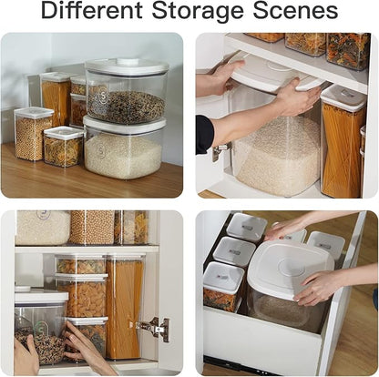 20-25 lbs Rice Dispenser,10.5 Qt/10 L/22-25 lbs Rice Container Storage with Measuring Cup & Brush Food Cereal Container Bins Household for Kitchen Pantry Organization (AY-10KG-WHITE)
