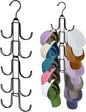 Baseball Hat Organizer for Closet: Hanging Cap Rack with 10 Rotatable Large Hooks - Metal Hat Hanger for Wall Home Door Apartment - Holds Up to 40 Baseball Caps - 1 Pack Black