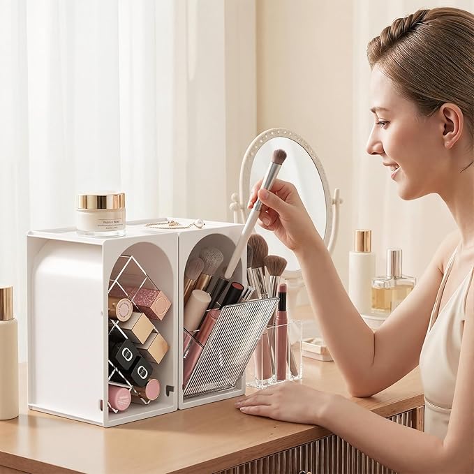 Modular Makeup Organizer, Clear Acrylic Cosmetic Storage Box with Drawer, Vanity Countertop Organizer for Makeup, Skincare and Beauty Accessories – Multiple Styles