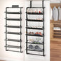 BUKFEN 6 Tier Adjustable Heavy Duty Metal Shoe Rack, Door Hanging and Wall Mount Organizer for Closet, Bedroom, Entryway, Laundry, Apartment, Small Spaces, Space Saving Solution for Busy Homes