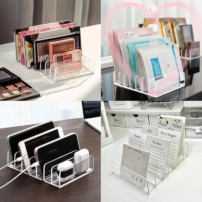 WECHENG 2 Pack Acrylic Eyeshadow Makeup Palette Organizer: Clear Makeup Organizer for Drawer - 7-Section Cosmetic Organizer for Vanity Countertop holder Storage Accessories