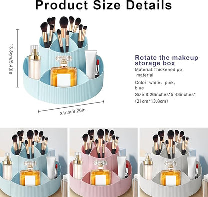 DASITON 360° Rotating Makeup Brush Holder Organizer,Large Capacity Makeup Organizer Countertop,11 Slots Makeup Brush Holder,Cosmetic Organizer,Cosmetic Display Cases for Vanity,Desktop,Bathroom(Blue)