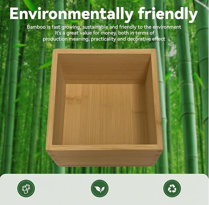 Bamboo Drawer Organizer - Kitchen Drawer Utensil Organizer Office Supplies Desk Organizer Makeup Silverware Tray Flatware Organization 4"*4"*2"