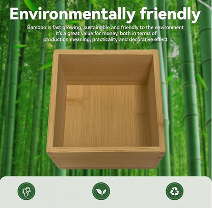 Bamboo Drawer Organizer - Kitchen Drawer Utensil Organizer Office Supplies Desk Organizer Makeup Silverware Tray Flatware Organization 4"*4"*2"