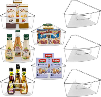 JEISSLIA Lazy Susan Cabinet Organizer Bins for 26"/ 28"/ 32" Diameter Corner Organizer, Plastic Cabinet Storage Bin, 1/8 Wedge - Food Safe, BPA Free, with Non-Slip Pads (for 28" Diameter, 8 Pack)