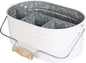 Galvanized Metal Caddy with 4 Compartments, Rustic Farmhouse Kitchen Indoor Outdoor Picnic Utensil Holder, Multipurpose Storage Bin, Metal Garden Planters - 12 Inch - White