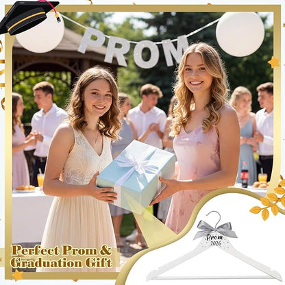 Reallnaive Graduation Prom 2026 Hanger Gift White Bow Glitter Hanger with Diamond Class of 2026 Graduation Gift Congrats Grad Favor Graduate Congratulation Ceremony Keepsake