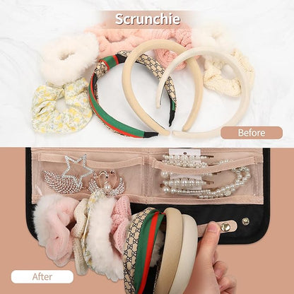 Ethereal Hanging Claw Clip Organizer for Women/Girls, Hair Bows Holder with Hanger Metal Hooks, Hair Accessories Organizer for Sunglasses, Hair Clip, Scrunchies (Only Bag)