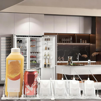 Drink Organizer for Fridge, 18.9x15.0x3.1in Soda Can Dispenser for Refrigerator, 6 Rows Adjustable Automatic Pusher Glide Drink Dispenser for Beer Beverages (White)