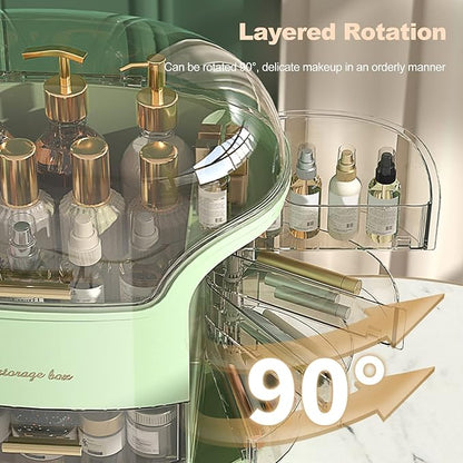 Ergocar Portable Light Luxury Series Multi-Function Lipstick, Make Up Box Dustproof Cosmetics Skin Care Products Storage, Jewelry Organizer Case - Green