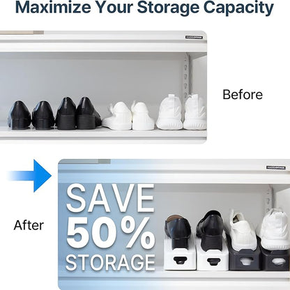 One-Piece Shoe Slot Organizer 20 Pack, Space-Saving Stackers for Closet, Entryway & Shoe Rack | No Assembly Needed