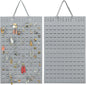 Resovo Hanging Earrings Organizer, Wall Earring Holder with 2 Hooks, Holds Up To 300 Pairs, Compact Design, Soft Material-Silber Grey