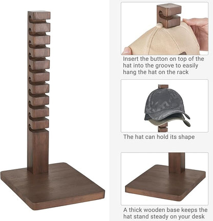 Mkono Hat Organizer for Baseball Caps, Hat Rack Hold Up to 10 Hats Baseball Caps Tabletop Hat Holder Storage Display for Closet, Dresser, Entrance, Shelf