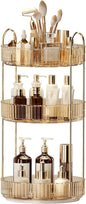 360° Rotating Makeup Organizer, Large-Capacity Skincare Make Up Storage 3 Tier Perfume Organizers Cosmetic Dresser Organizer with Makeup Brush Holder, Fits Bedroom, Bathroom, Vanity Shelf Countertop