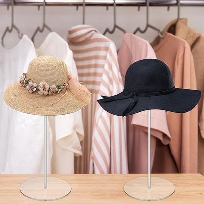 4 Pcs Acrylic Hat Stand Holder, 12 Inch Wig Display Rack Clear Thickened Pedestal Stands Round Acrylic Risers Stand for Jewelry, Watches, Caps Display