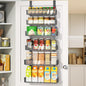 Delamu Adjustable Over the Door Pantry Organizer with Clear Acrylic Panel, 6-Tier Pantry Organization and Storage for Kitchen, Hanging Spice Rack Seasoning Shelves for Cabinet, Easy Install, Black