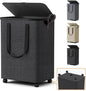 Laundry Basket with 5 Wheels, Tall Dirty Laundry Hamper, Rolling Laundry Basket with Lid, Collapsible Clothes Hamper for Bathroom Bedroom Dorm Laundry Room, Dark Gray, 75L