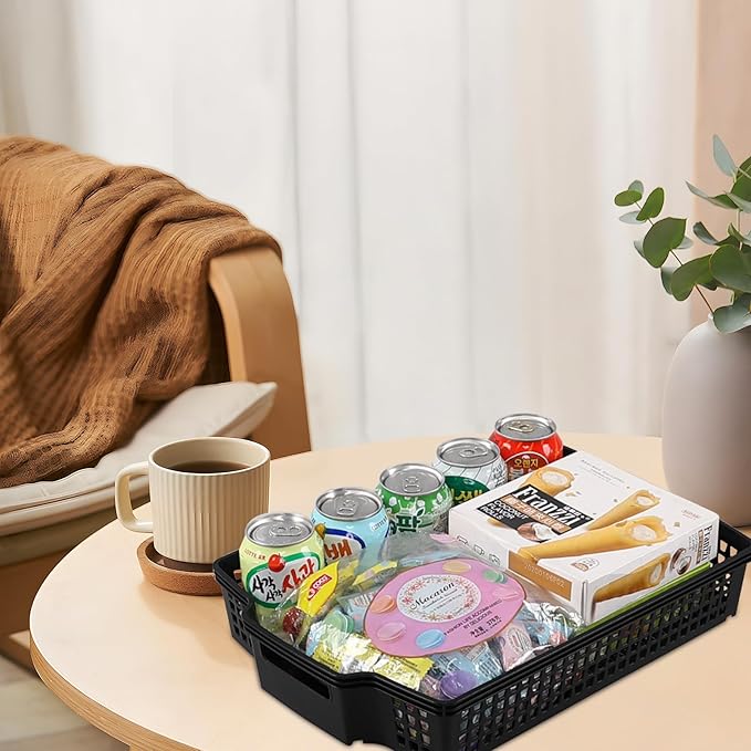Rosebloom Plastic Stackable Storage Tray Baskets, Plastic Paper Tays, 6 Packs