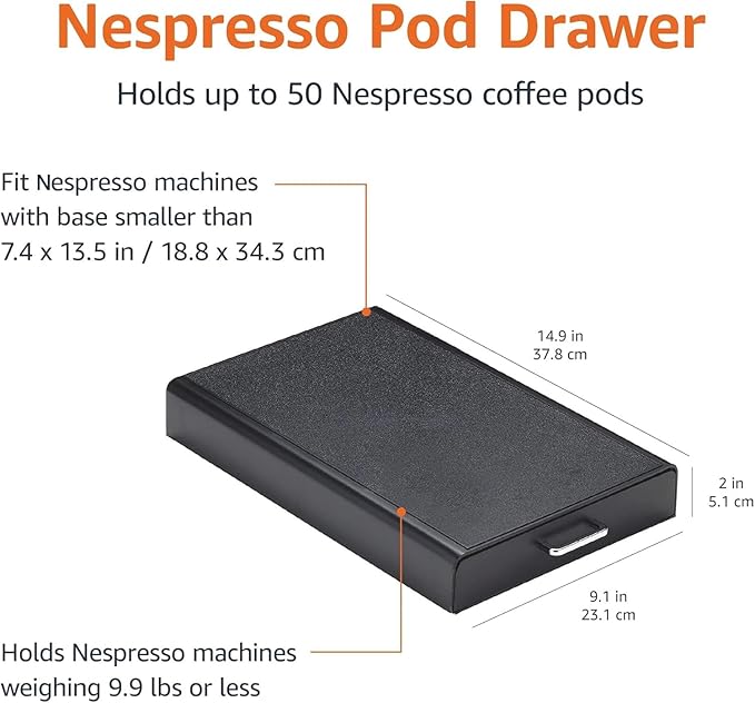 Amazon Basics Nespresso OriginalLine Coffee Pod Storage Drawer Holder, 50 Capsule Capacity, Black