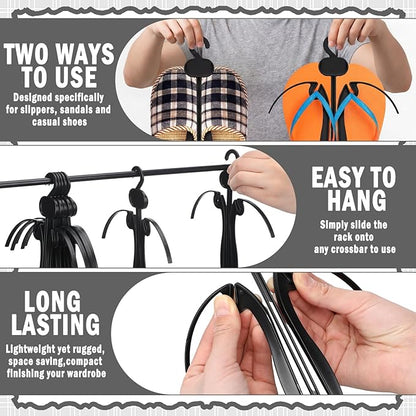 Novabright 50 Pcs Sandal Hangers 7 Inch Plastic Flip Flop Holder Organizer Small Shoe Hooks Hanging Rack Shoe Hangers for Retail Beach Shop Display Home Storage(Black)