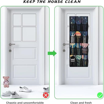 Mushroom Shoe Organizer Over The Door for BedRoom Over 12 Pockets The Door Hanging Organizer Space Saving Back Door Storage Organizer with Hook Design Shoe Holder Hanger